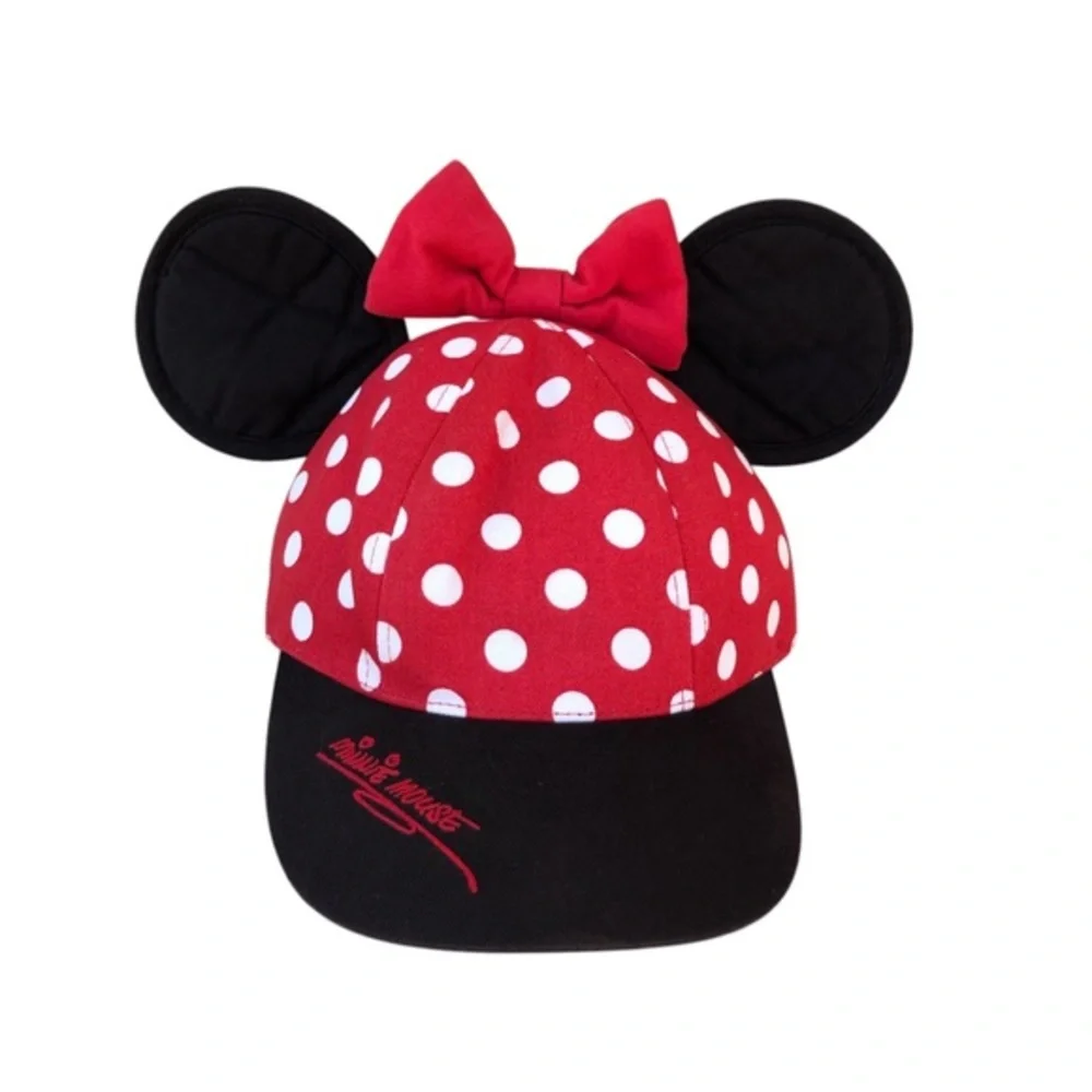 Walt Disney World Black Red Polka Dots‎ Autographed Minnie Mouse Ears Bow Hat